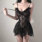 Midnight Lace Sheer Babydoll Lingerie